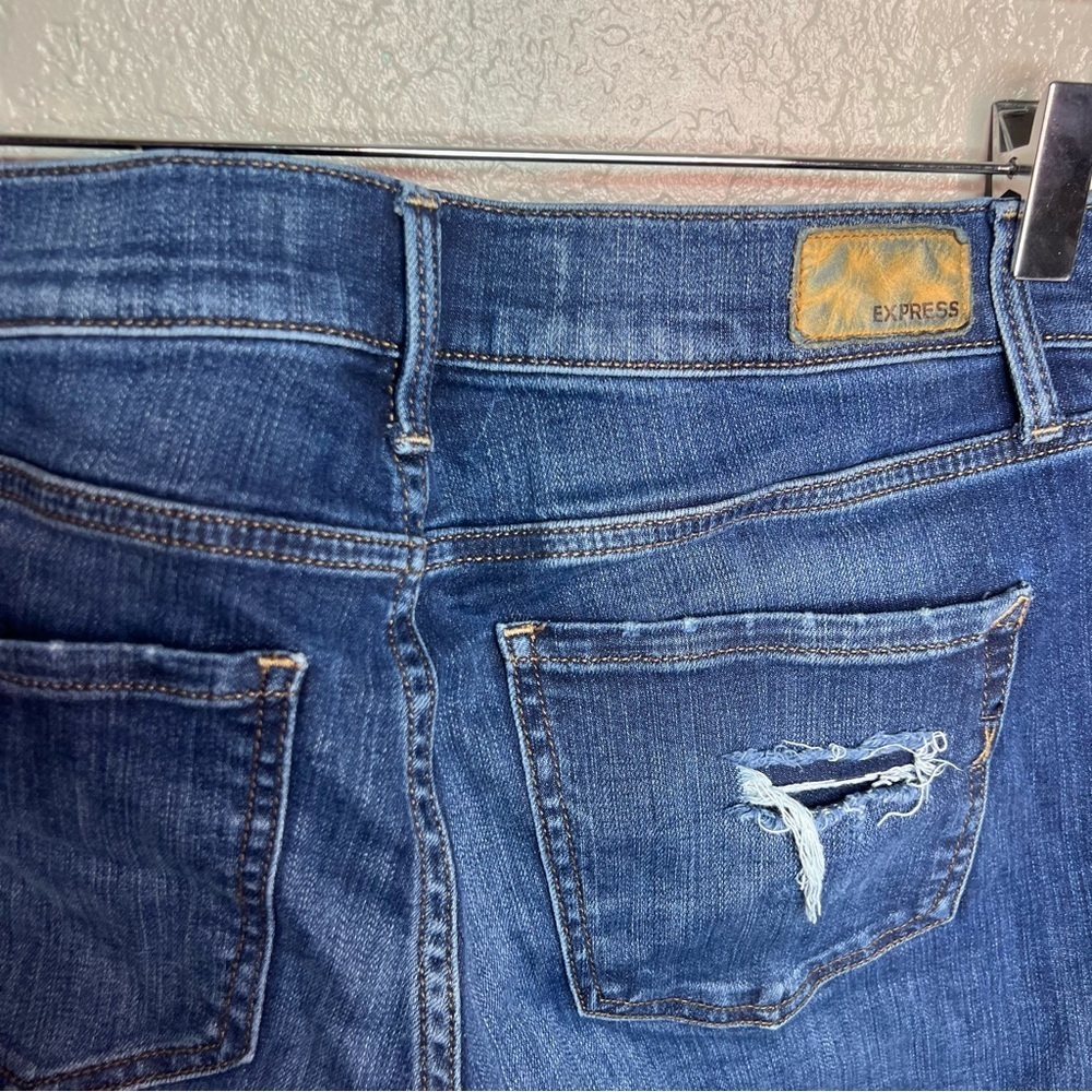 Express Skinny Ankle Stretch Mid Rise Ripped Jeans - Picture 8 of 11